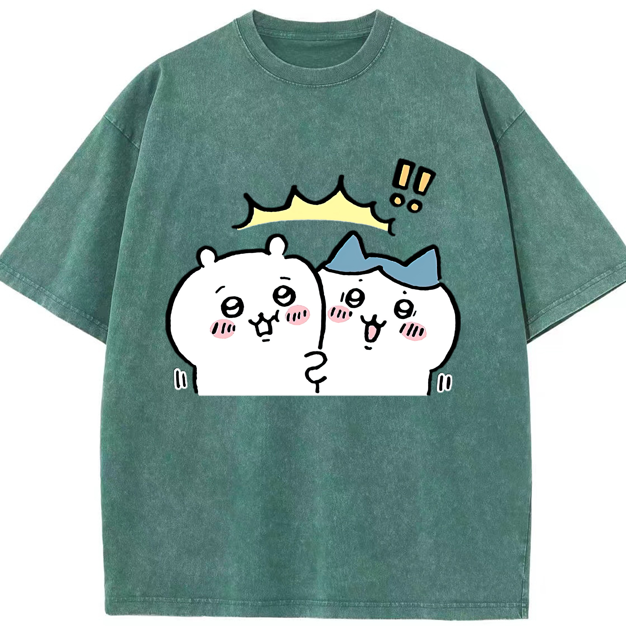 （画像用） ちいかわ ハチワレ Chii-kawa hachiware 綿100% ヴィンテージ風 半袖Tシャツ（フロントプリント）